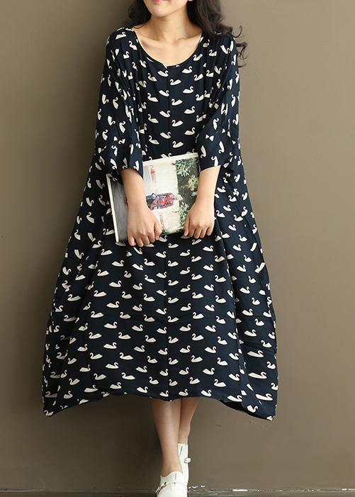 Natural Print quilting dresses Three Quarter sleeve Love Summer Dresses - Omychic