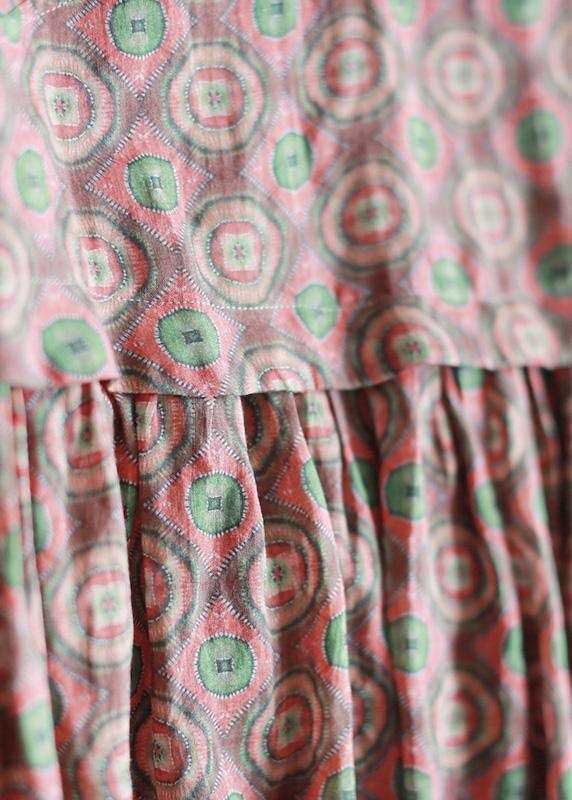 Natural V Neck Pockets Summer For Women Shirts Chocolate Print Robe Dress - Omychic