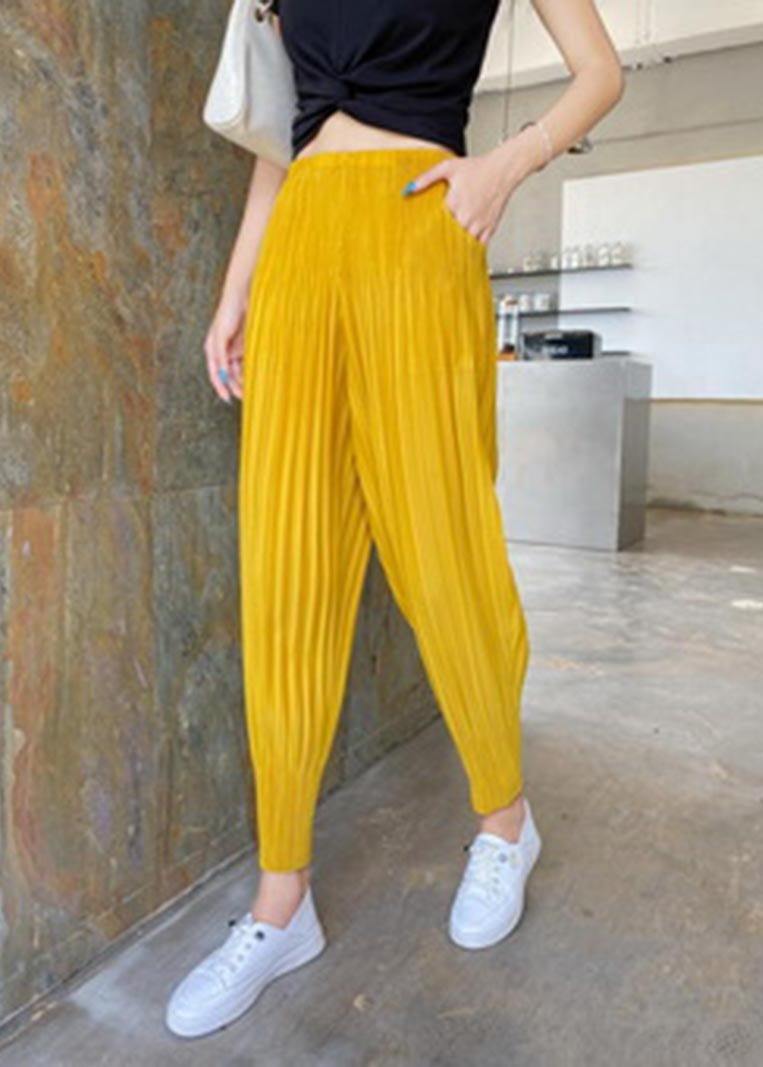 Natural Yellow Chiffon Harem Pants Summer - Omychic