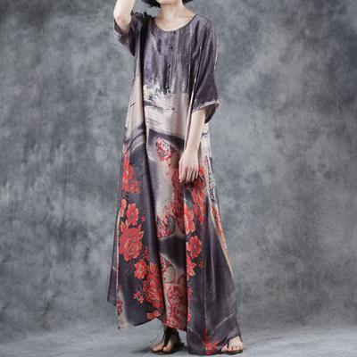 Natural blended Wardrobes Indian Summer Vintage Printed Half Sleeve Dress - Omychic