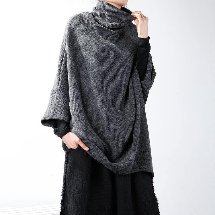 Natural cotton  tops women plus size Turtleneck Batwing Sleeve Knitting Loose Sweater - Omychic