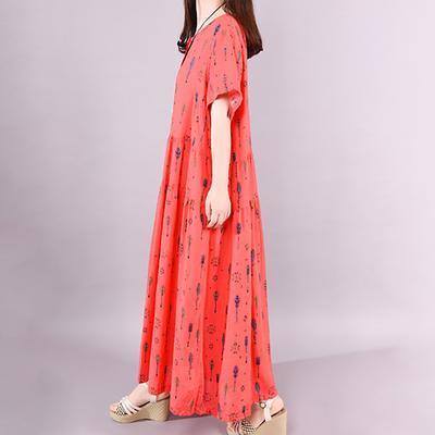 Natural cotton clothes Omychic Arrow Printed Casual Summer Elegant Maxi Dress - Omychic