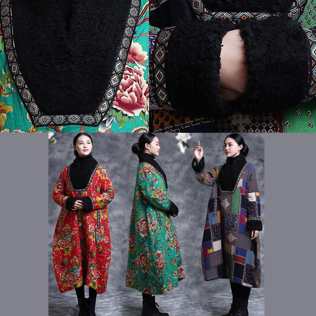 Natural cotton dresses Plus Size V neck vintage Wardrobes Plaid Dress - Omychic