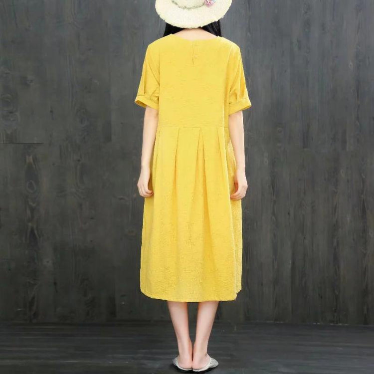 Natural O Neck Cotton Quilting Dresses Fashion Ideas Yellow Dresses Summer ( Limited Stock) - Omychic