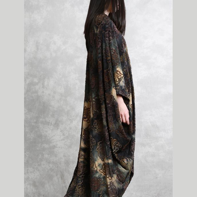 Natural v neck cotton clothes Metropolitan Museum design chocolate prints Art Dress summer - Omychic