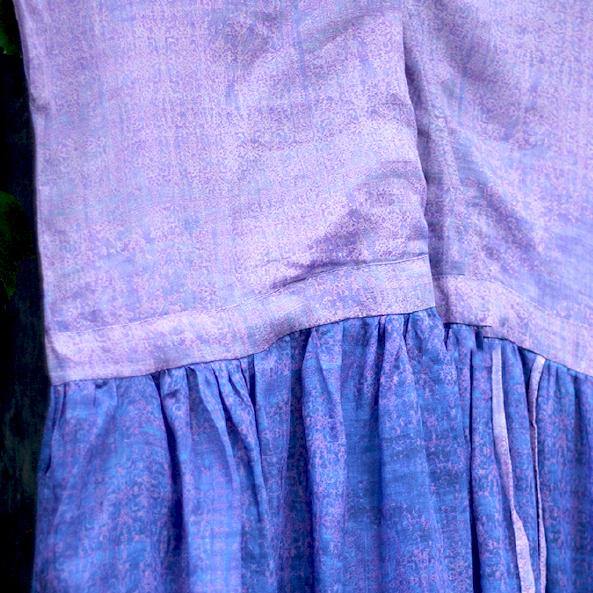 Natural v neck drawstring linen dress Fine Work Outfits purple print Maxi Dress Summer - Omychic