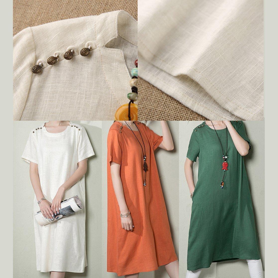 Natural color linen summer dress oversize maternity dresses long sundresses - Omychic