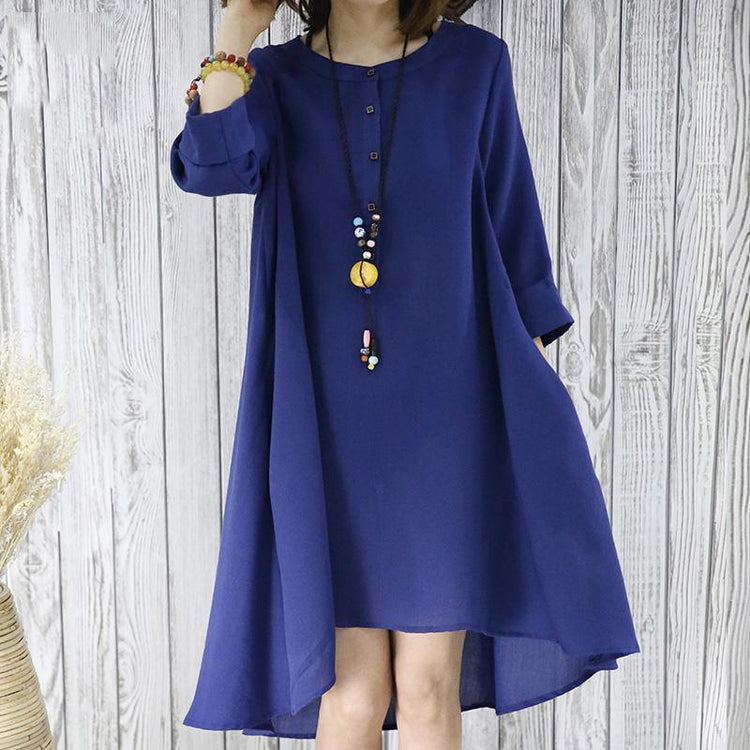 Navy flowy summer dress plus size sundresses women blouse top - Omychic