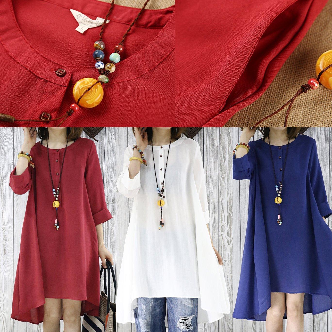 Navy flowy summer dress plus size sundresses women blouse top - Omychic