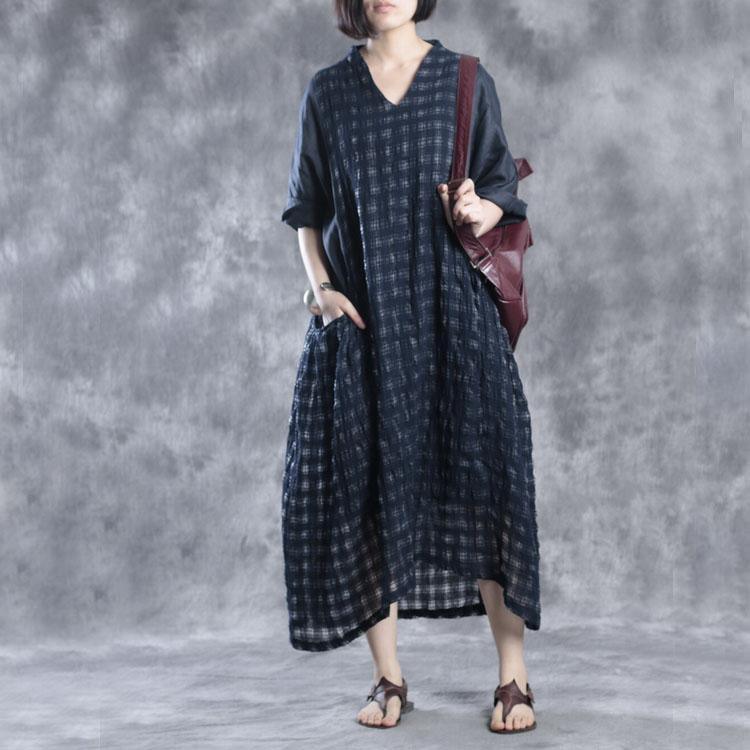 Navy maxi dresses linen dress two pices caftans - Omychic