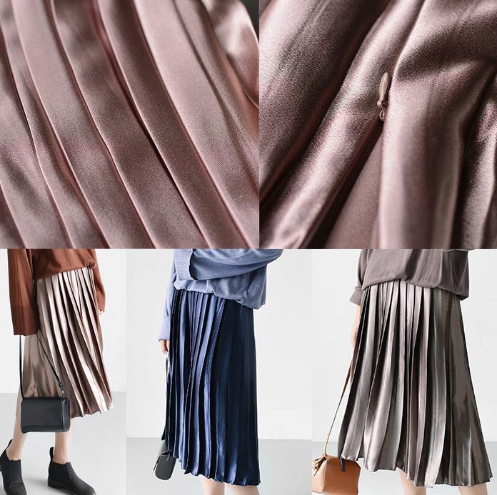 Navy maxi skirts causal pleated skirt Summer skirts ankle length - Omychic