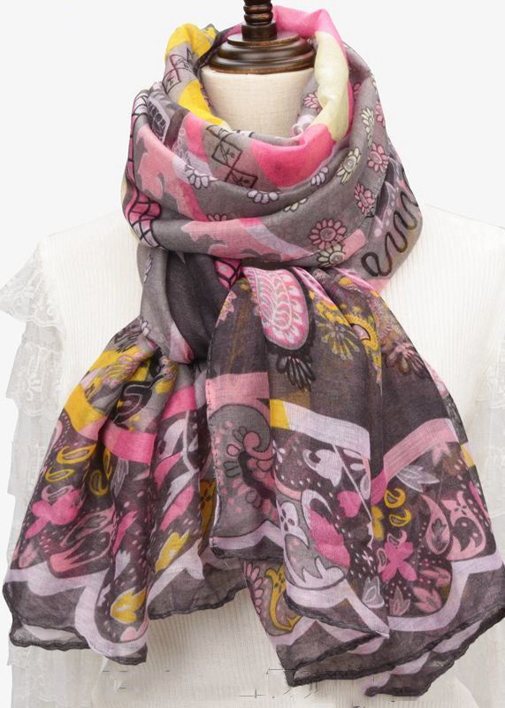 New Bohemian Orange Print Cotton Scarf