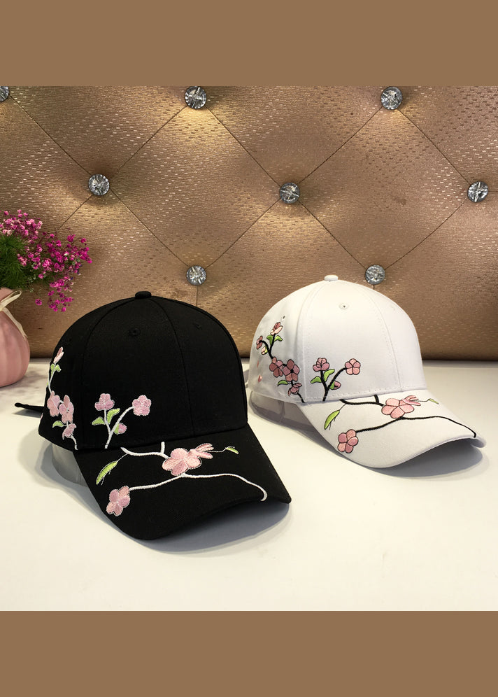 New Boho Black Floral Embroidery Baseball Cap Hat