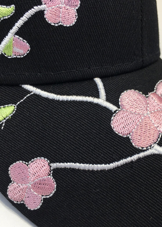 New Boho Black Floral Embroidery Baseball Cap Hat