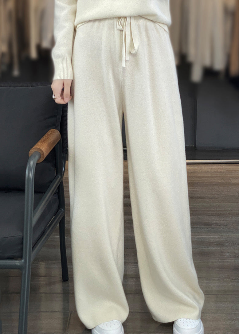New Camel High Waist Patchwork Thick Wool Knit Pants Fall