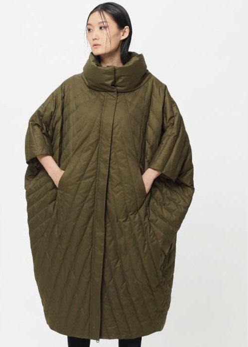 New Green Stand Collar Loose Pockets Thick Winter Duck Down Coats - Omychic