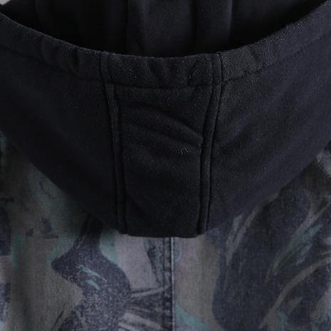 New Loose fitting winter coats gray print hooded pockets winter sleeveless parkas - Omychic