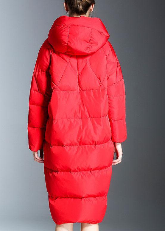 New Red hooded Pockets Casual Winter Duck Down down coat - Omychic
