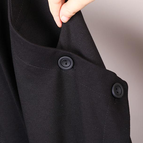 New black cotton Coat plussize side open cardigans New sleeveless coats - Omychic