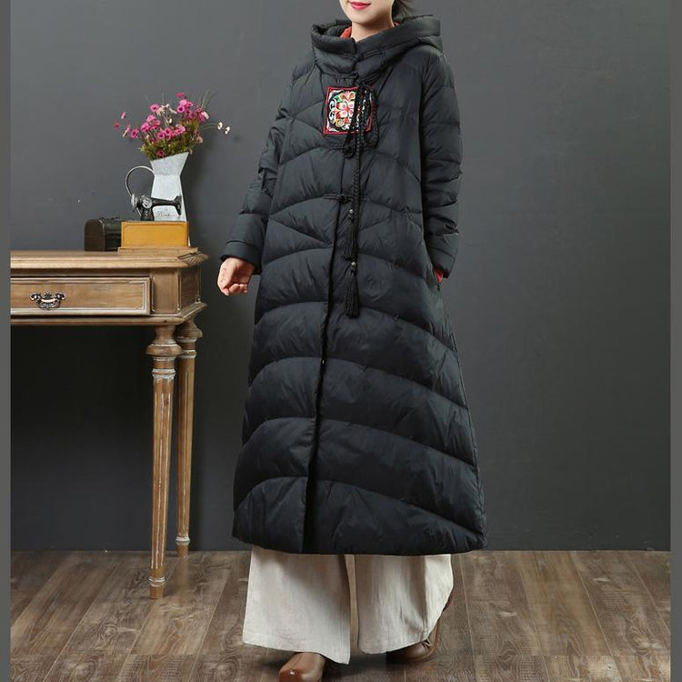 New black down jacket woman plus size clothing thick down jacket hooded Warm winter outwear - Omychic