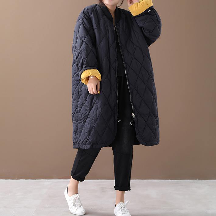 New black duck down coat oversize down jacket winter Jackets zippered - Omychic