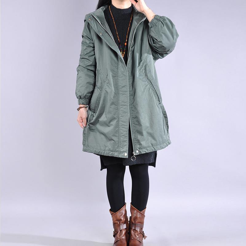 New blue casual outfit oversize winter jacket hooded drawstring winter outwear - Omychic