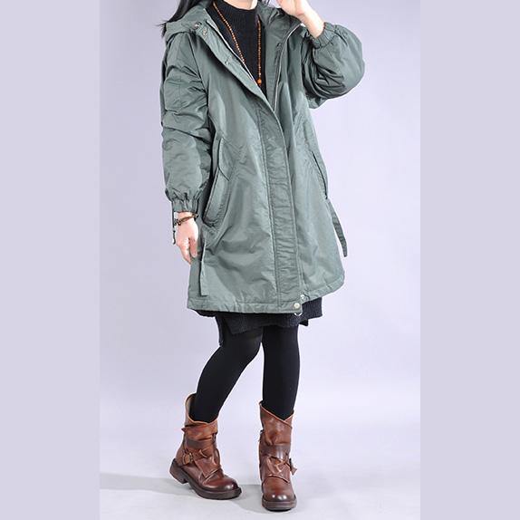 New blue casual outfit oversize winter jacket hooded drawstring winter outwear - Omychic