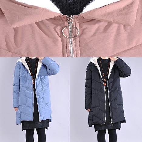 New blue outwear plus size clothing warm winter coat low high design hooded winter outwear - Omychic
