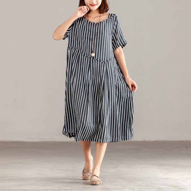 New cotton blended dresses plus size clothing Women Dark Green Short Sleeve Cotton Polyester Casual Dress - Omychic