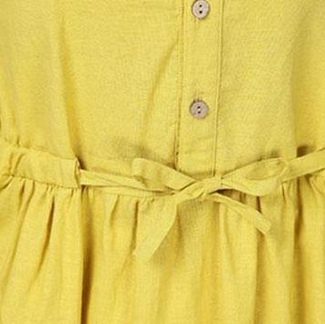 New cotton linen dress plus size Women Casual Short Sleeve Orange Cotton Ramie Dress - Omychic