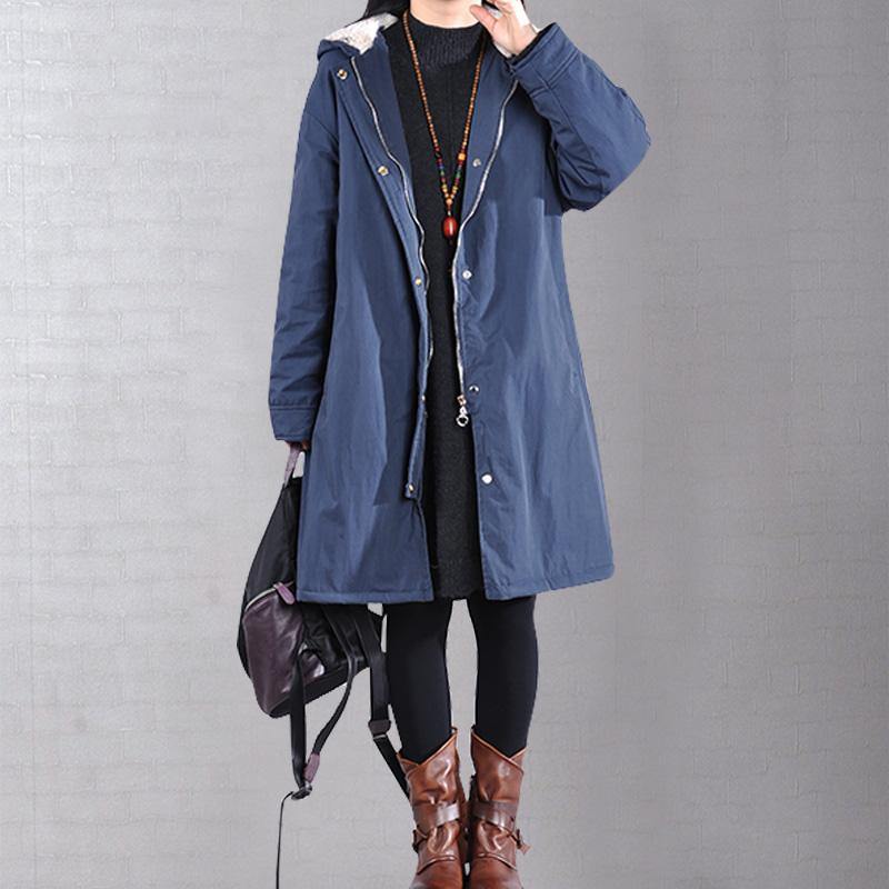 New dark blue wintre winter outwear plus size warm winter coat hooded thick winter coats - Omychic