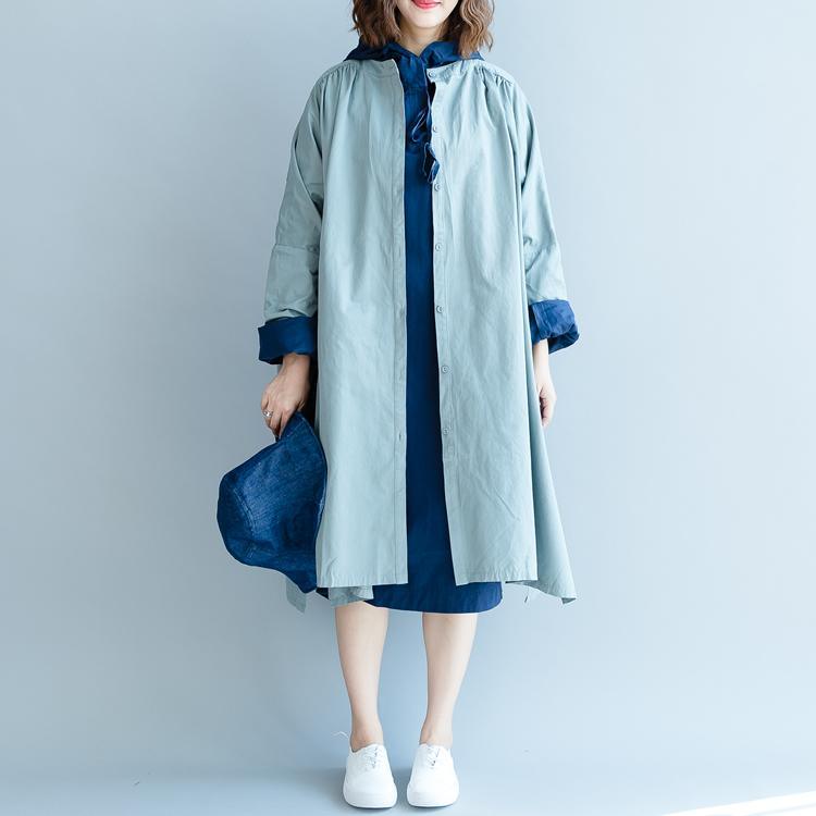 New gray green dresses oversized dress O neck New long sleeve baggy long coats - Omychic