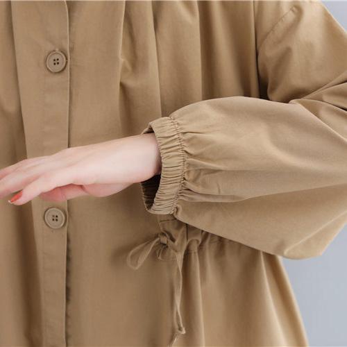 New khaki overcoat oversize drawstring coat - Omychic
