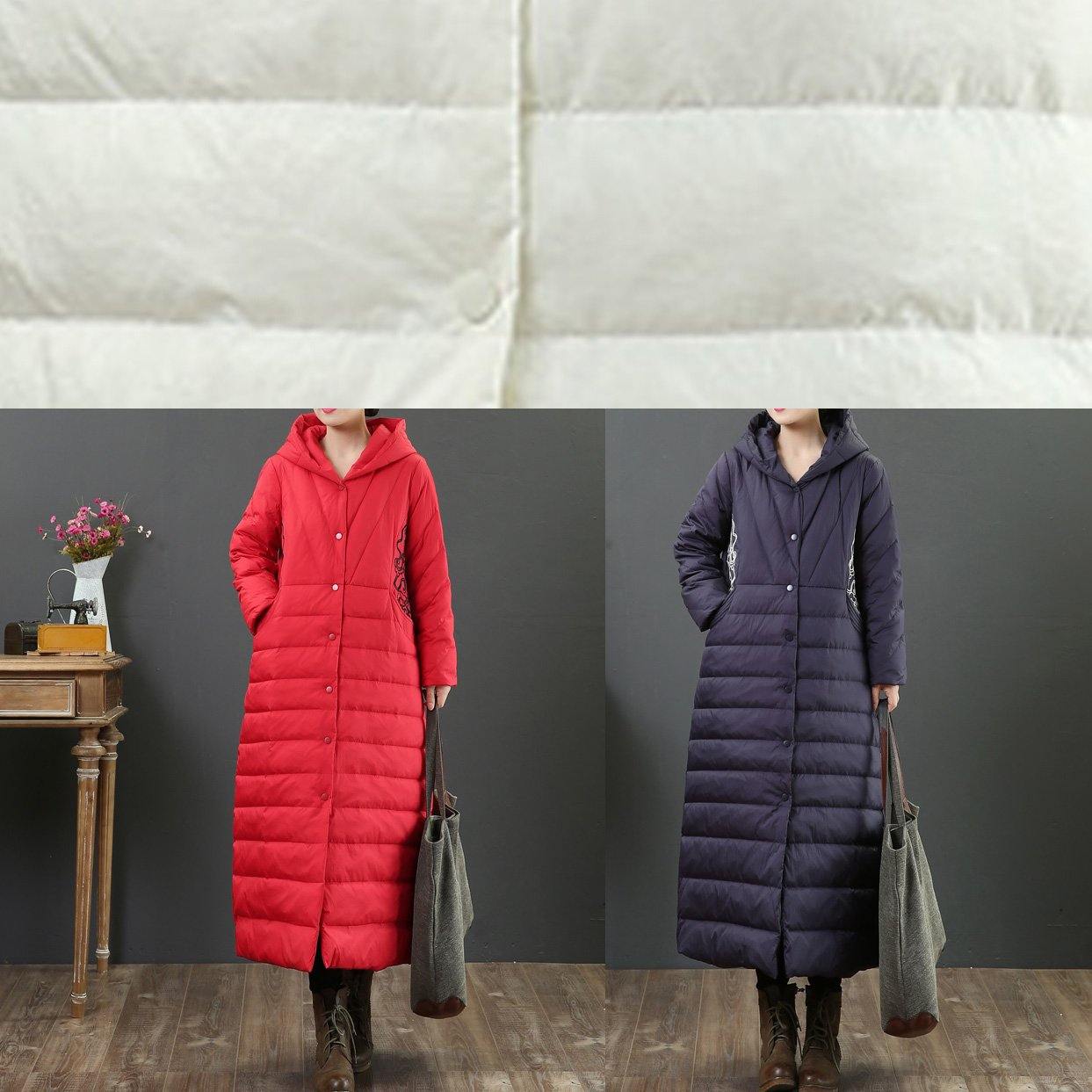 New navy thick casual outfit oversize Jackets & Coats embroidery hooded winter outwear - Omychic