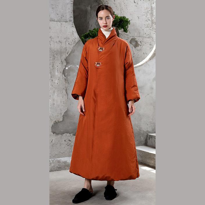 New orange warm winter coat plus size thick snow jackets embroidery winter outwear - Omychic