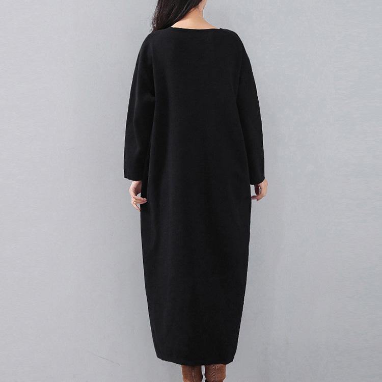 New red autumn dress plus size clothing V neck baggy gown Elegant long sleeve dresses - Omychic