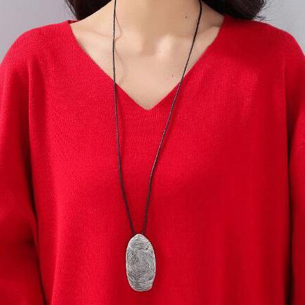 New red autumn dress plus size clothing V neck baggy gown Elegant long sleeve dresses - Omychic