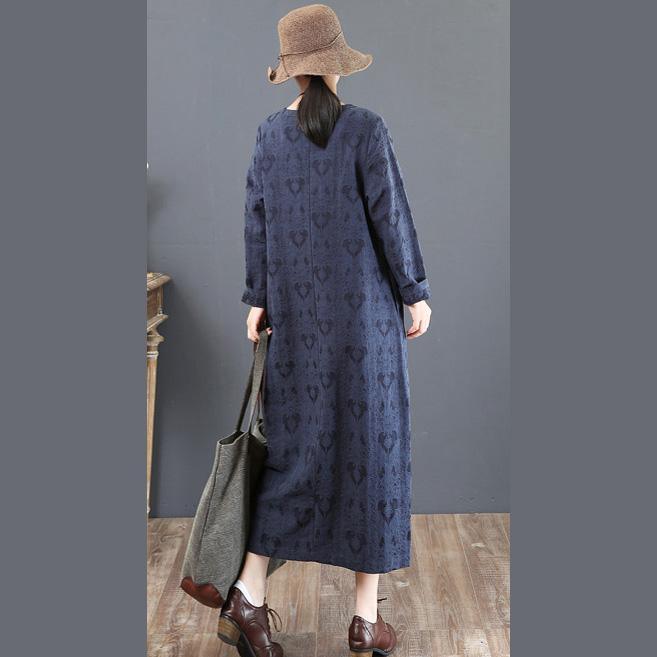 New red fall dress Loose fitting prints cotton gown 2018long sleeve autumn dress - Omychic