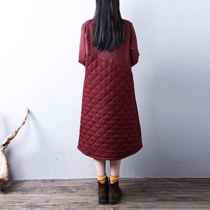 New red for women casual high neck winter dress Warm YZ-2018111416 - Omychic