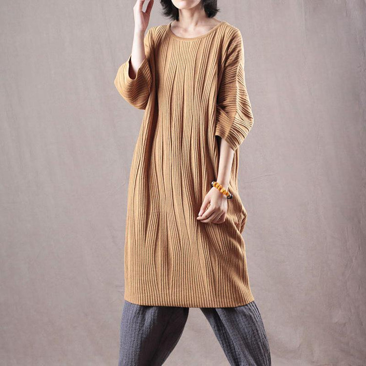 New yellow  sweater dresses oversized bracelet sleeved pullover sweater 2018 long knit sweaters - Omychic