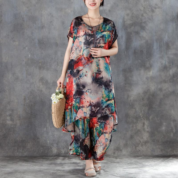 New cotton sundress oversized Casual Short Sleeve Floral Polyester Sui - Omychic