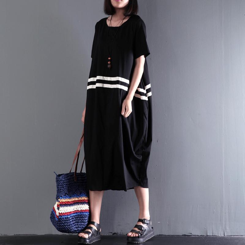 New fine cotton dresses o neck casual gowns oversize summer dress - Omychic