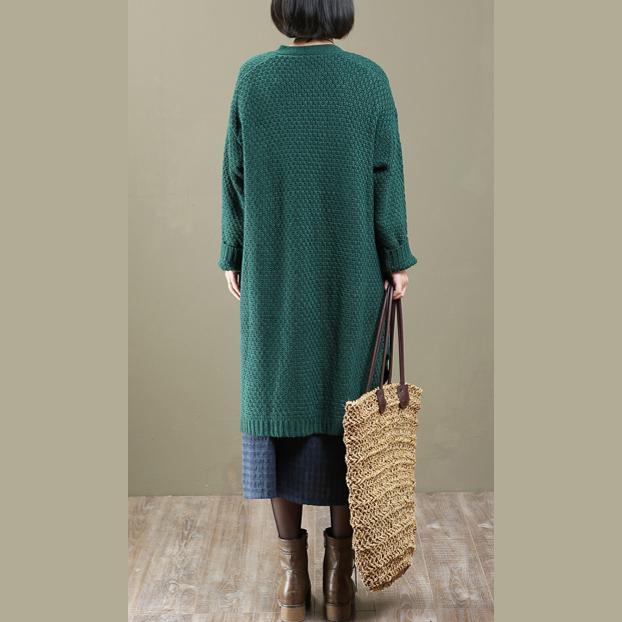 New green oversized knit cardigans coats long wool sweater outwear - Omychic