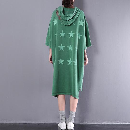 New green solid maternity dress cotton half dresses oversize hoodie clothes - Omychic