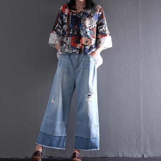 New half sleeve short t shirt linen lace blouse women summer oversize top - Omychic