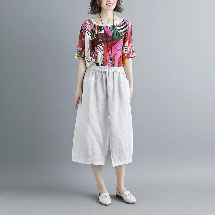 New linen summer skirt plus size Casual Slit Literary Pockets Skirt - Omychic