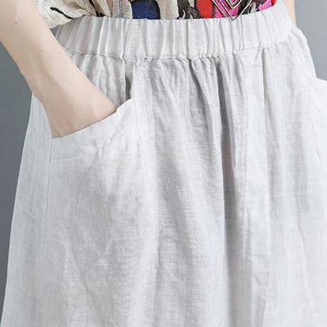 New linen summer skirt plus size Casual Slit Literary Pockets Skirt - Omychic