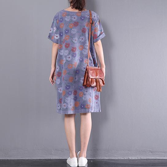 New summer o neck dresses women cotton  dress floral traveling dress - Omychic