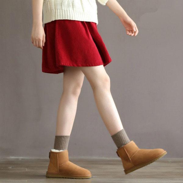 New women red casual short skirt loose fitting corduroy mini skirts - Omychic