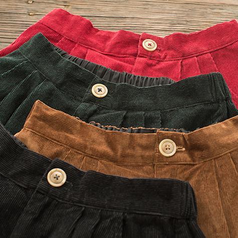 New women red casual short skirt loose fitting corduroy mini skirts - Omychic